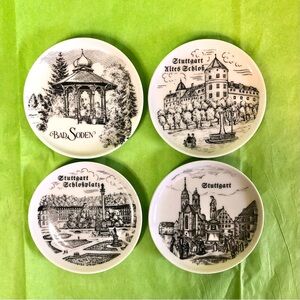 German Souvenir Coaster/trinket dish/tea bag plate Vintage-Lot of 4